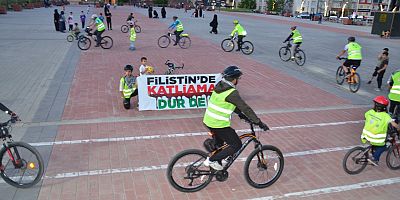 Muş’ta bisikletçilerden Filistin’e destek turu